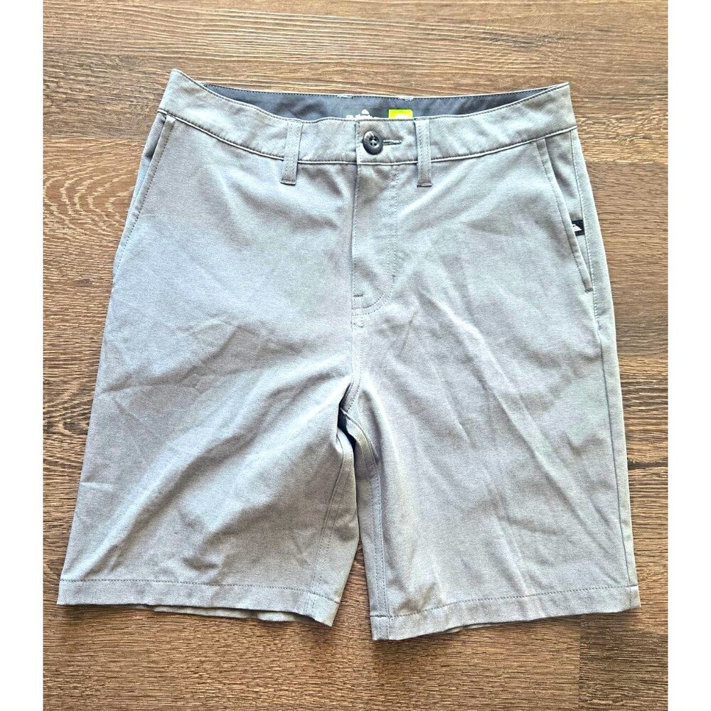 Quiksilver Men's Gray Chino Shorts Polyester Microfiber Flat Front Solid Zip
